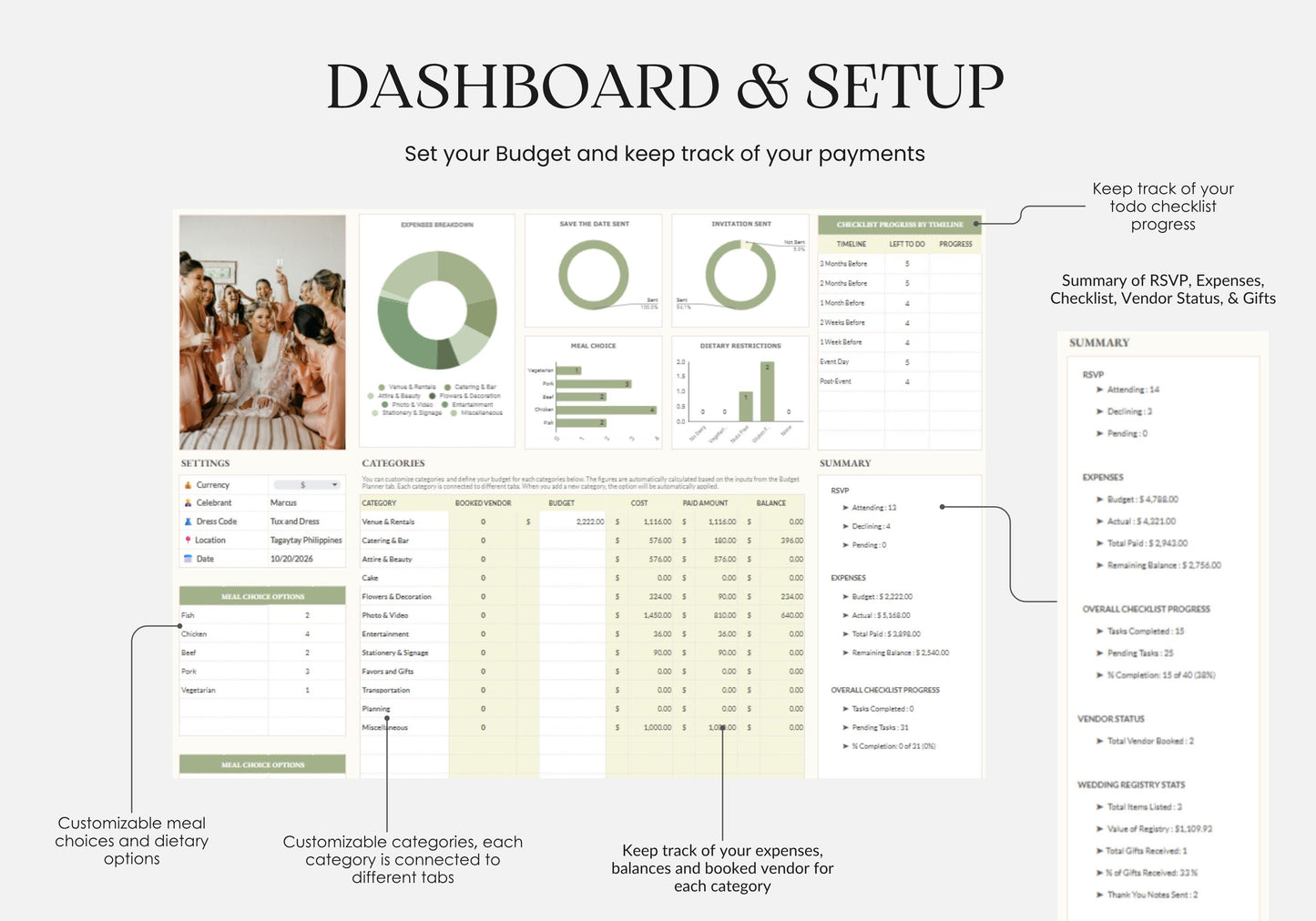 Bridal Shower Planner Spreadsheet