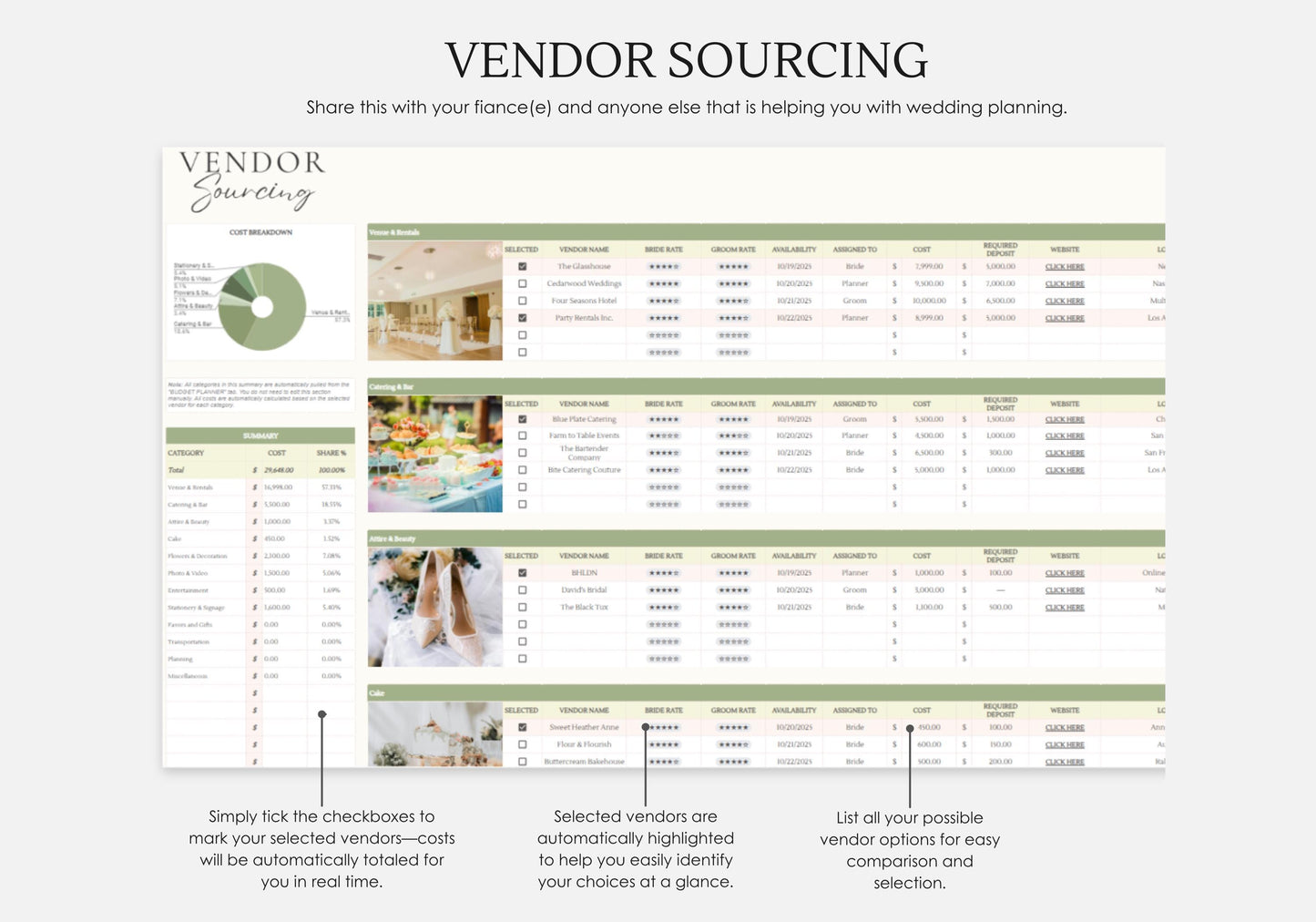 Bridal Shower Planner Spreadsheet