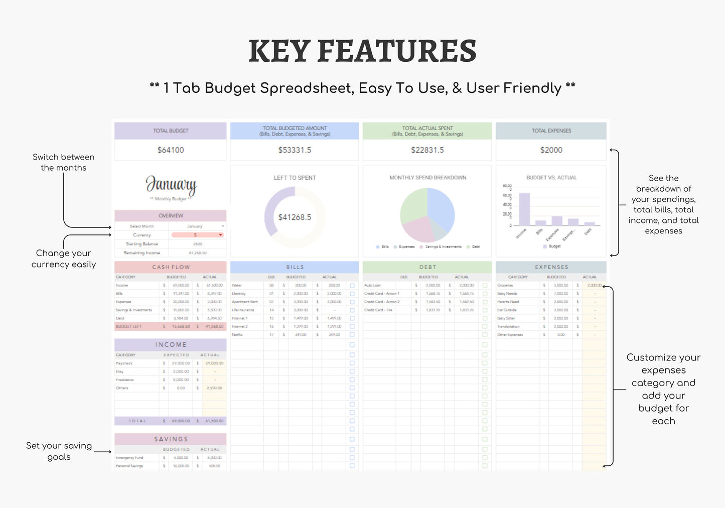 Monthly Budget Planner Spreadsheet
