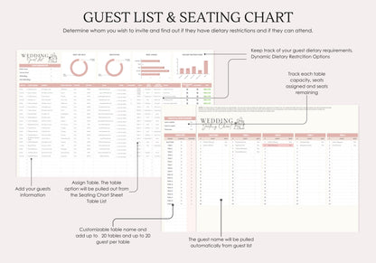 Wedding Planner Spreadsheet,  Wedding planning template, Wedding guest list