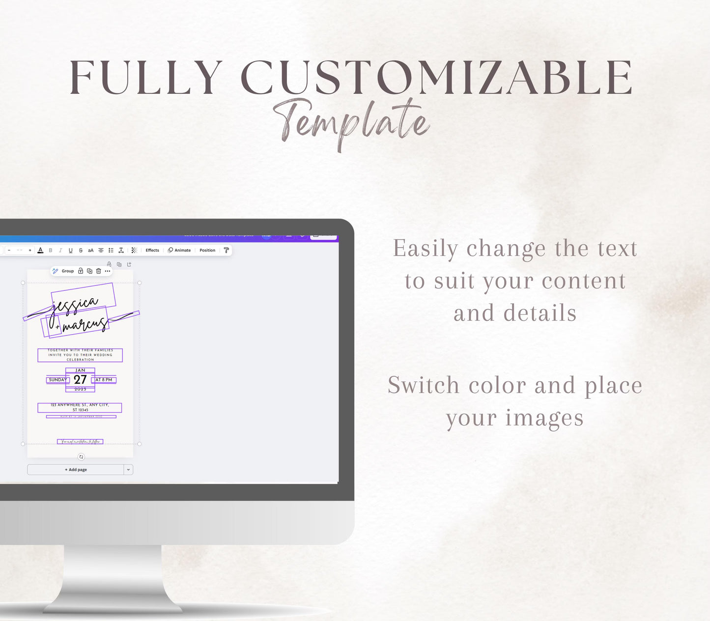 Minimalist Wedding Save the Date Canva Template (Digital Download)