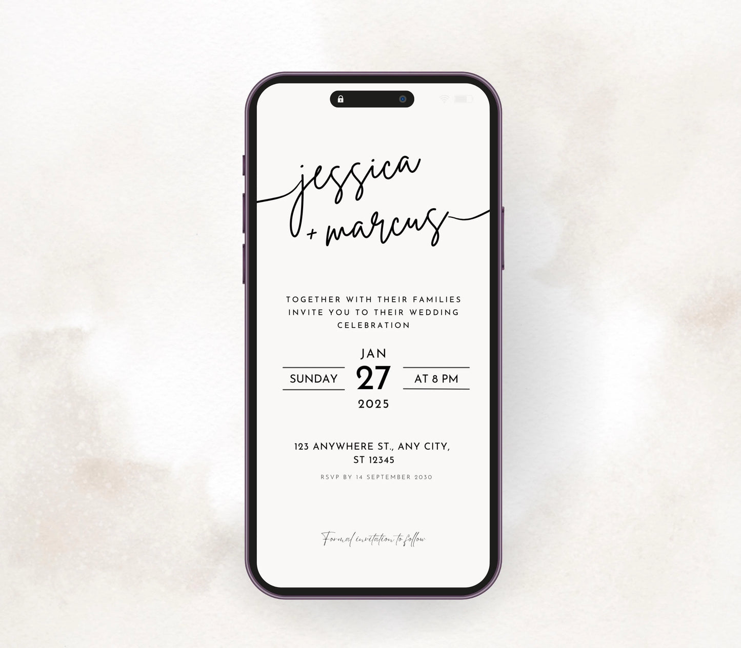 Minimalist Wedding Save the Date Canva Template (Digital Download)