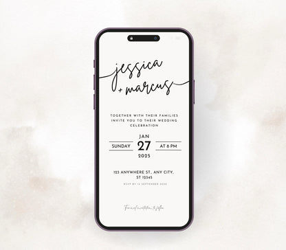 Minimalist Wedding Save the Date Canva Template (Digital Download)